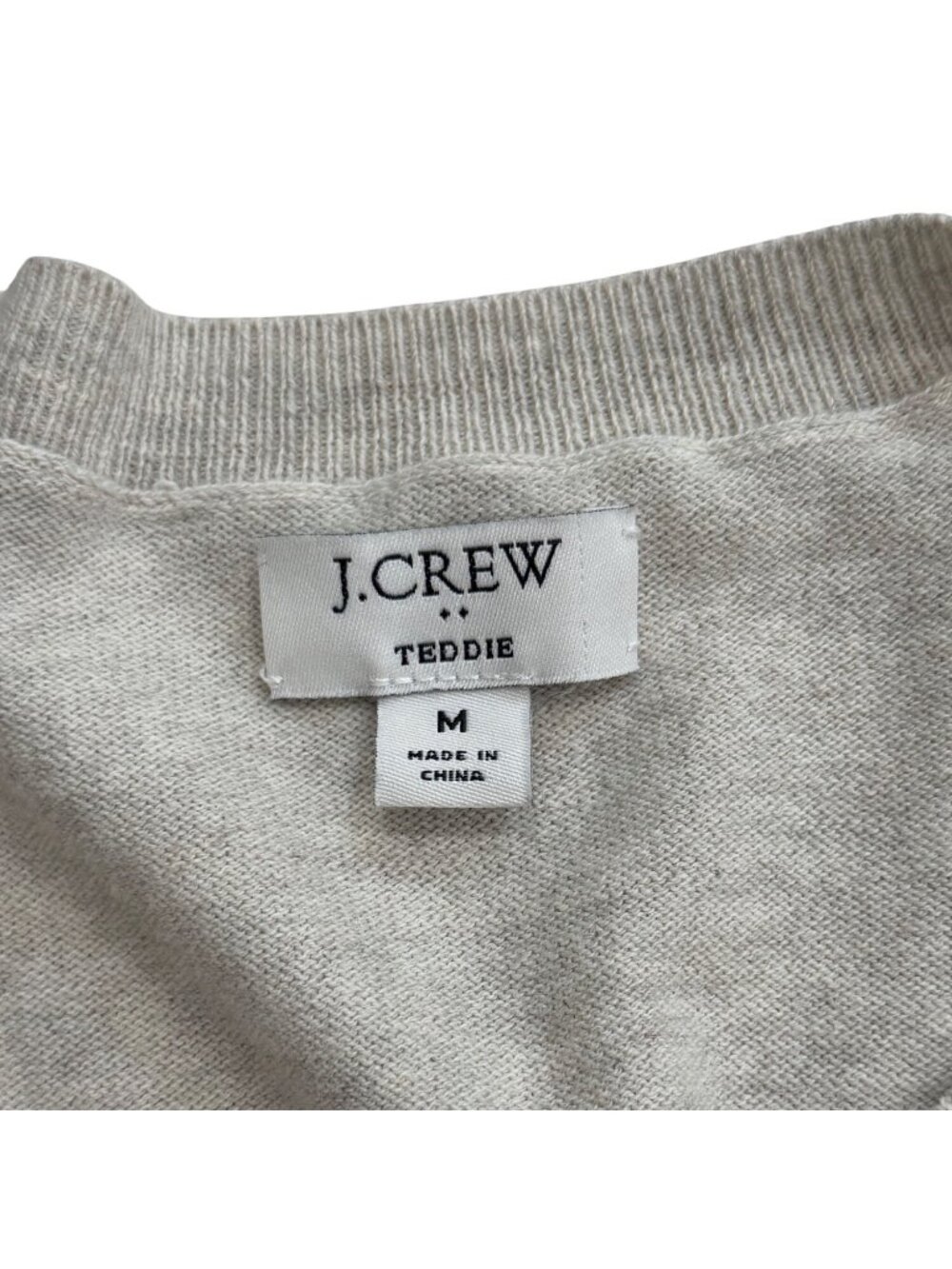 J. Crew Womens Size M Teddie French Bulldog Sweater Beige Pullover Cotton - Picture 4 of 7